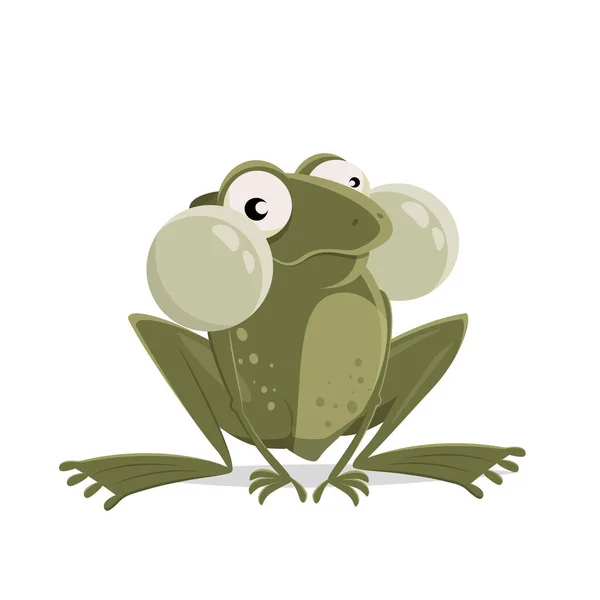 Funny Vector Illustration Cartoon Frog Lateral Vocal Sacs — Image vectorielle