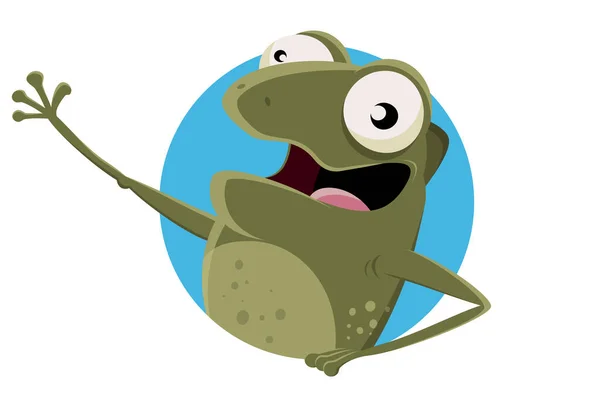 Funny Cartoon Frog Badge — Stock Vector