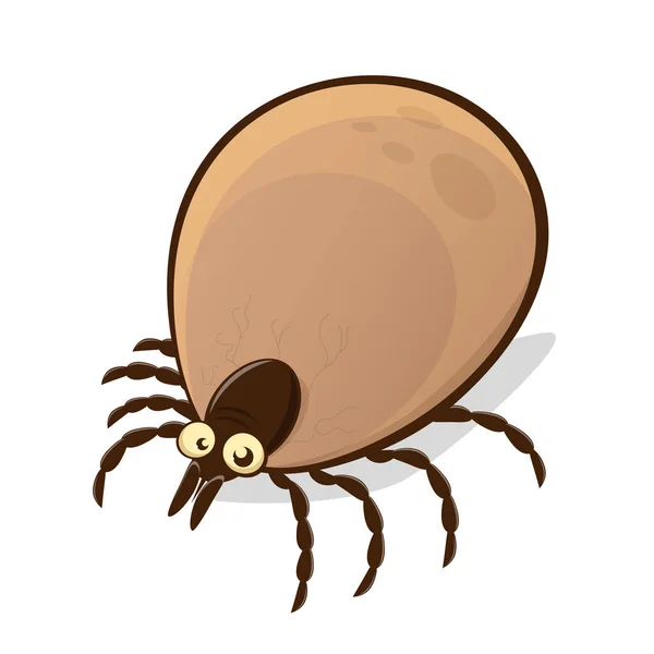 Vector Illustration Funny Cartoon Tick — Stok Vektör