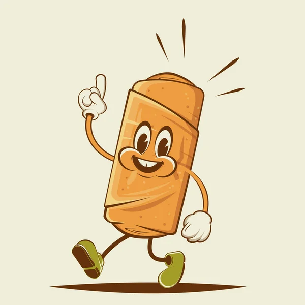 Funny Cartoon Illustration Happy Spring Rolls — Stockvektor