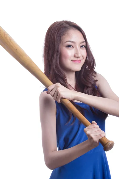 Girl holding a baseball bat. — Stock Photo, Image