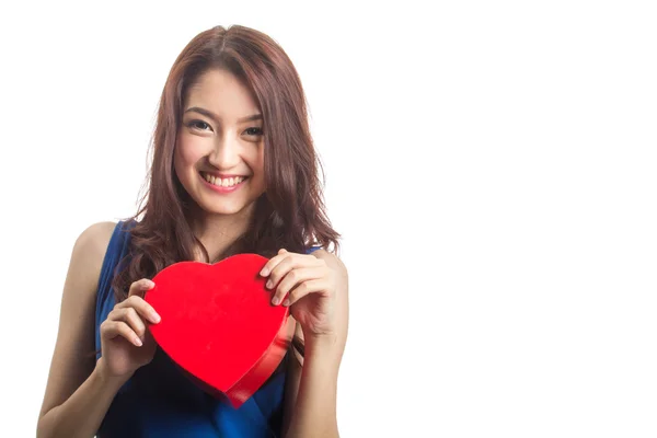 Woman with chocolate box — Stock Photo, Image