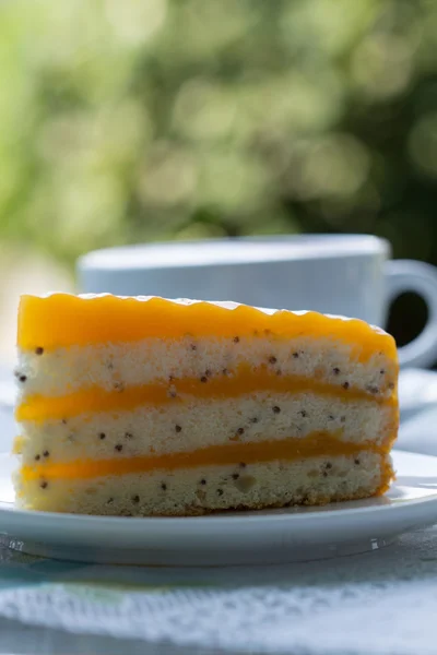 Bolo de laranja e café — Fotografia de Stock