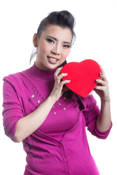 Mujer con caja de chocolate —  Fotos de Stock