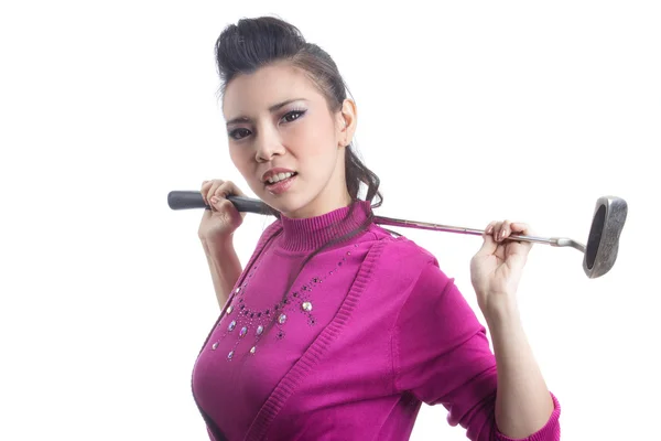 Pretty young lady golfer — Stock Photo, Image