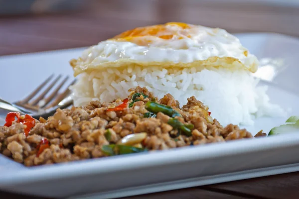 Basil Stir fried egg. Thailand food — Stock Photo, Image