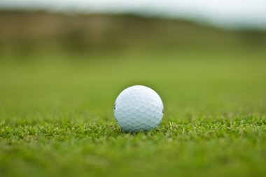 Çimlerin üzerinde golf topu