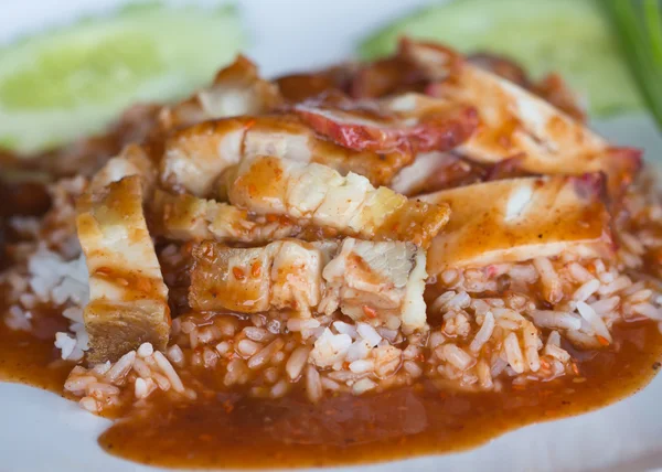 Arroz con cerdo asado — Foto de Stock