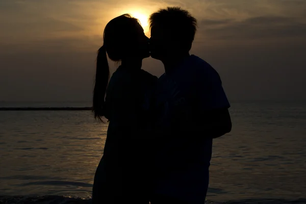 Silhouettes of lovers Stock Photo