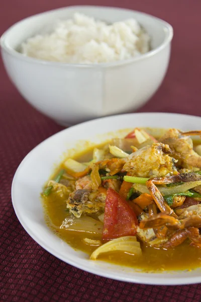 Caranguejo frito com arroz — Fotografia de Stock