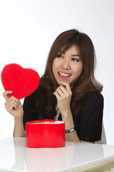 Asian woman and gift — Stock Photo, Image