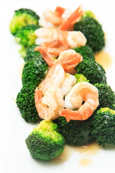 Broccoli di gamberetti fritti — Foto Stock