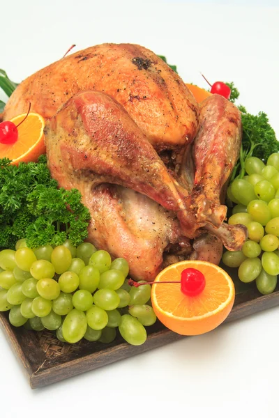 Garnished roasted turkey — Stock Photo, Image