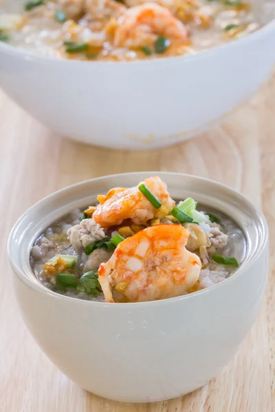 Rice porridge with shrimp — Stock Photo, Image