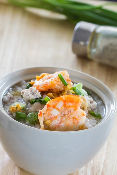 Rice porridge with shrimp — Stock Photo, Image
