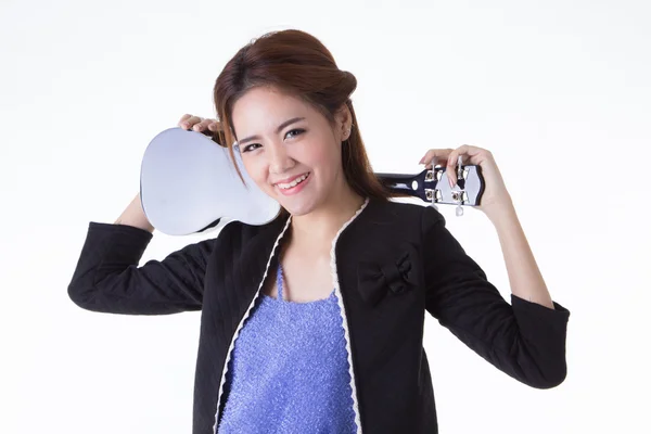 Asian woman playing ukulele — Stock Photo, Image