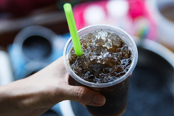 Iced grass jelly dessert in a glass — Stock Photo, Image