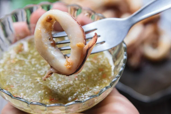 Grill grillad bläckfisk — Stockfoto