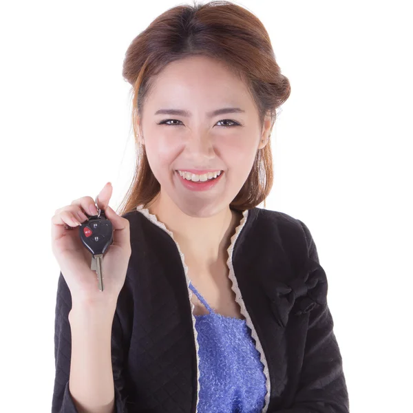 Kvinna med en bilnycklar — Stockfoto