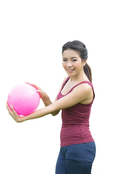 ASian Girl y bola rosa — Foto de Stock