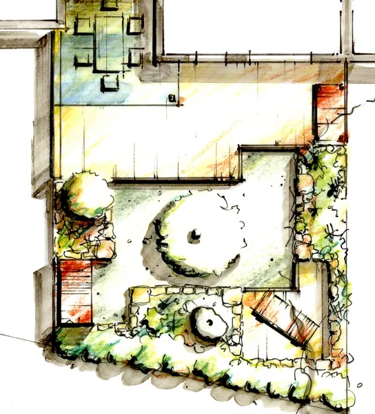 Diseño de boceto de jardín —  Fotos de Stock