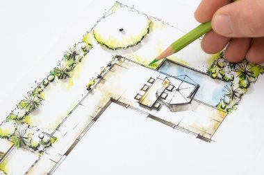 Garden Design Blueprint Sketching clipart