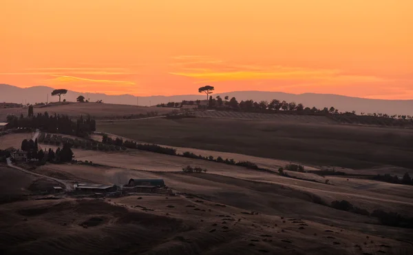 Ферма Тосканы на закате — стоковое фото