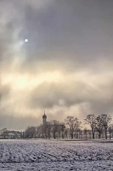 Bavarian Village on foggy Winter Day — Stock Photo, Image