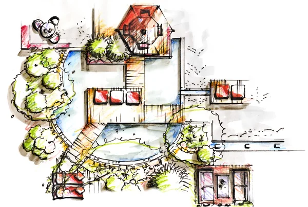 Garden Sketch Design — Fotografie, imagine de stoc