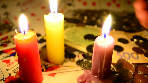 Gambling by candlelight — Stock Video