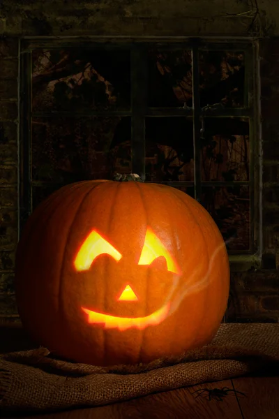 Pumpkin At The Window — Stock Photo, Image