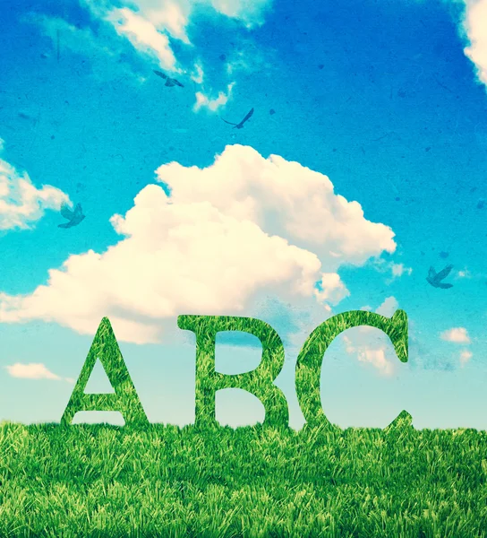 Alphabet Letters In Grass — Stock Photo, Image