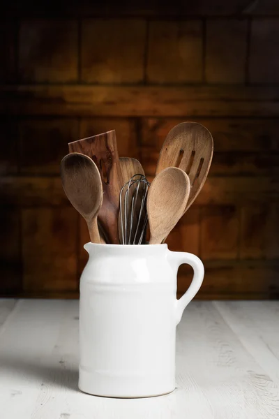 Jug Of Spoons — Stock Photo, Image