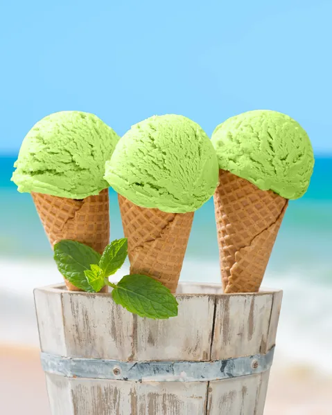 薄荷味冰淇淋 — 图库照片