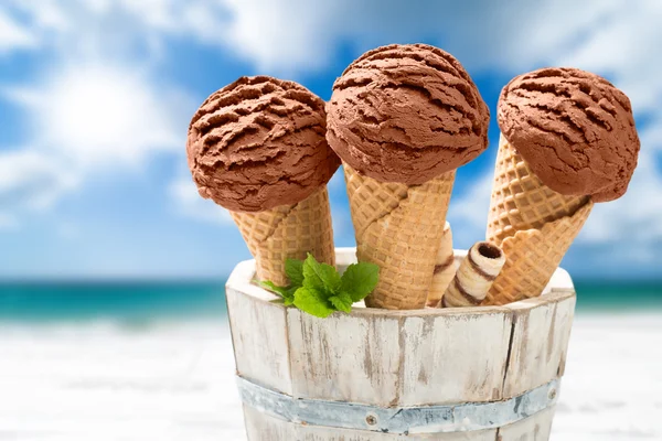 Närbild choklad icecreams — Stockfoto