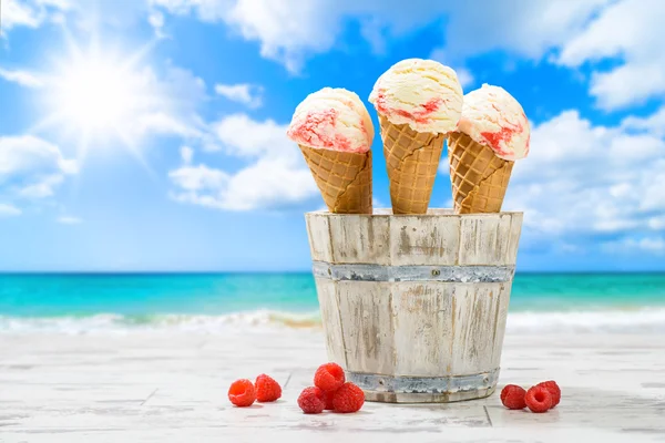 Málna gyűrűző fagylalt — Stock Fotó