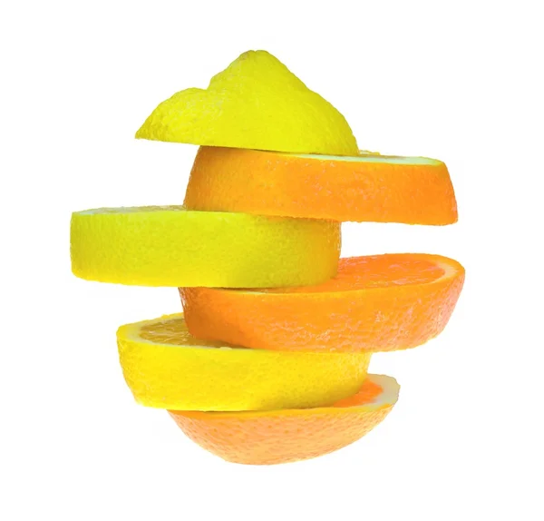 Citrom- és narancs szeletek — Stock Fotó