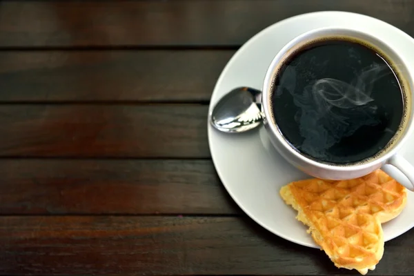 Kaffee mit Waffel Stockbild