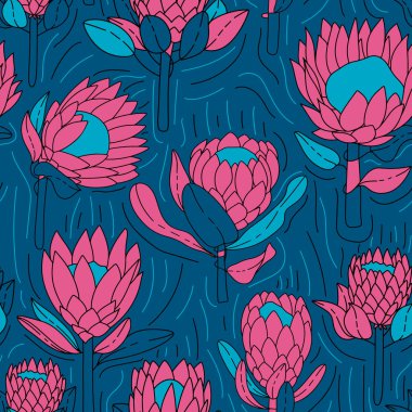 Proteolu, soyut, pürüzsüz desen. Elle çizilmiş çeşitli şekiller ve karalama nesneleri. Çağdaş modern trend vektörü