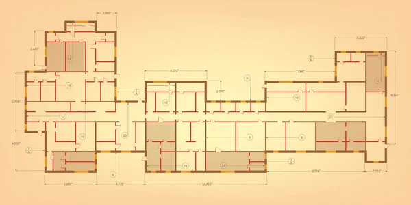 Progetto Tecnico Retrò Progetto Architettonico Della Casa Progetto Ingegneria Illustrazione — Vettoriale Stock