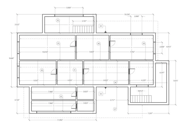 Proyecto Plan Casa Fondo Dibujo Técnico Diseño Ingeniería Ilustración Vectorial — Vector de stock