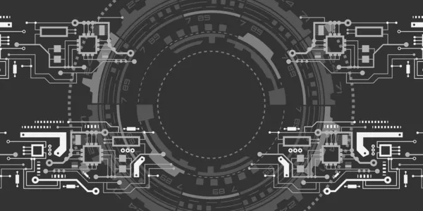 Technologie Fond Noir Cercle Fantastique Illustration Vectorielle — Image vectorielle