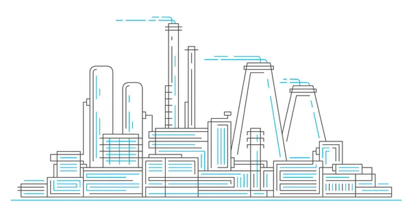 Industrikomplex Med Ledningar Stad Fabrik Byggnader Arkitektur Vektor Illustration — Stock vektor