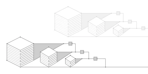 Geometrie Von Quadraten Linienkunst Weißer Hintergrund Von Linien Vektorillustration — Stockvektor