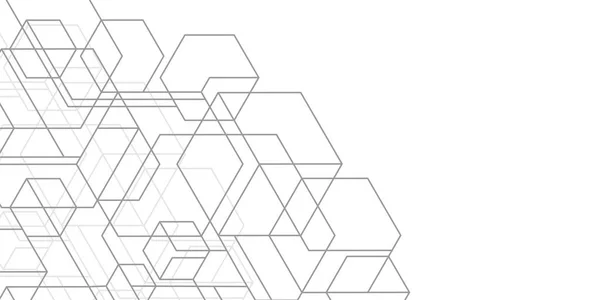 Technologické Bílé Pozadí Izometrické Čtverečky Geometrické Čary Abstraktní Technika Vektorové — Stockový vektor