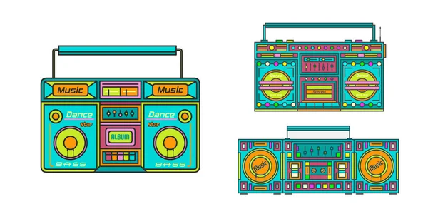 Set Van Retro Tape Recorders 90S Vibes Retro Design Music — Stockvector