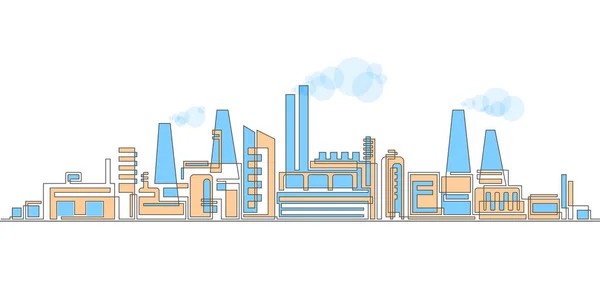 Industrikomplex Med Ledningar Stadsfabrik Ekologi Koncept Byggnader Arkitektur Vektor Illustration — Stock vektor