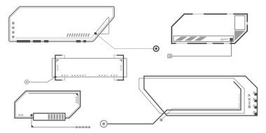 Futuristic ui elements.Technological framework.Callouts titles and frame in Sci- Fi style.Vector illustration.