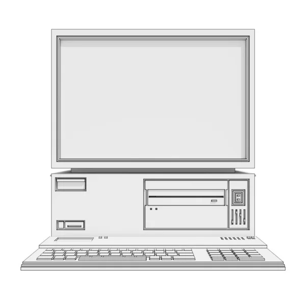 Computermonitor Retro Elektronische Brain Illustration — Stockfoto