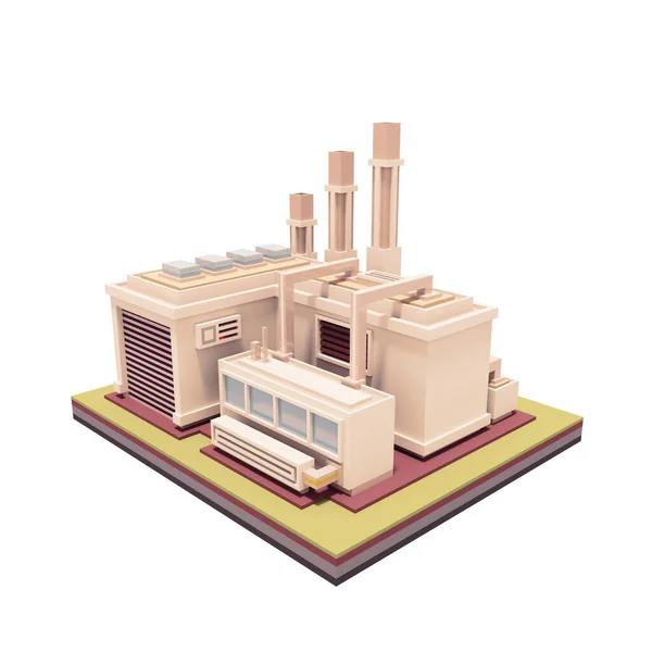 Isometric Industrial Building City Factory Ecology Concept Illustration — Stock Photo, Image